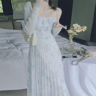 Spaghetti Strap Floral Midi Dress / Cardigan / Set