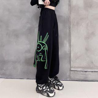 3d-accent Cartoon Print Sweatpants
