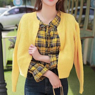 Open-front Pastel-color Cropped Cardigan