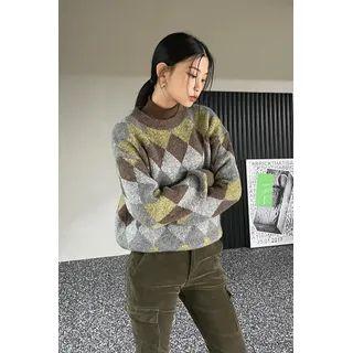 Fluffy Argyle Sweater