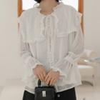 Bell-sleeve Buttoned Chiffon Blouse