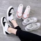 Faux Suede Strap-accent Color Panel Sneakers