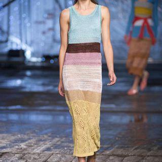 Color Block Knit Midi Dress