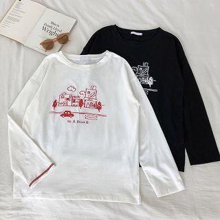 Print Crewneck Long-sleeve T-shirt