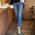 Straight-cut Fray-hem Jeans