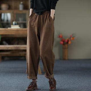 Plain Wide-leg Pants Coffee - One Size