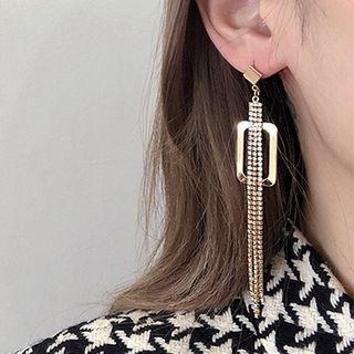 Rectangle Rhinestone Fringed Earring