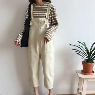 Pocket Detail Plain Denim Jumper Pants