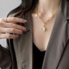 Faux Pearl Shell Pendant Necklace As Shown In Figure - One Size