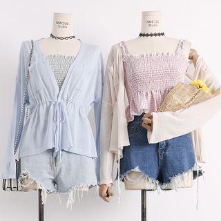 Lightweight Tie-waist Knit Jacket