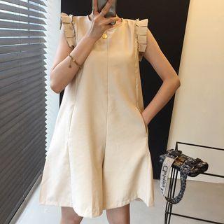 Round Neck Plain Sleeveless Wide Leg Jumpsuit