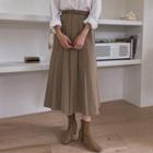 Belted Long Pleated Skirt