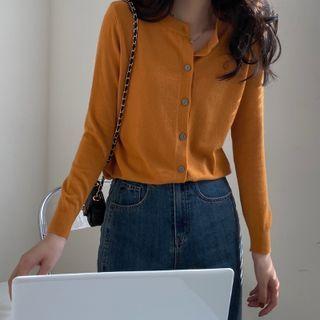 Round-neck Knit Long-sleeve Cardigan