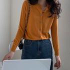 Round-neck Knit Long-sleeve Cardigan
