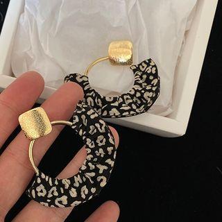 Hoop Ear Stud 1 Pair - 925 Silver Steel - Black Floral - Gold - One Size