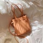 Faux Leather Pleated Bucket Bag