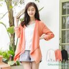 Draped-front Chiffon-panel Cardigan