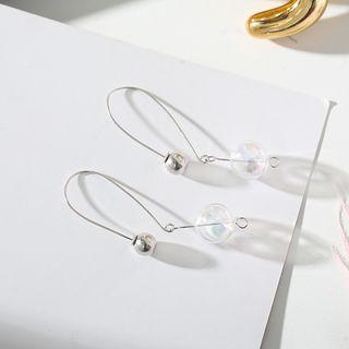 925 Sterling Silver Glass Ball Dangle Earring Silver - One Size