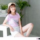 Embroidered Letter Print Short Sleeve T-shirt