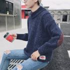 Mock-neck Patched Sweater