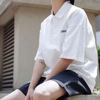Letter Embroidered Polo Shirt