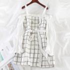 Long-sleeve Cold Shoulder Tweed Dress
