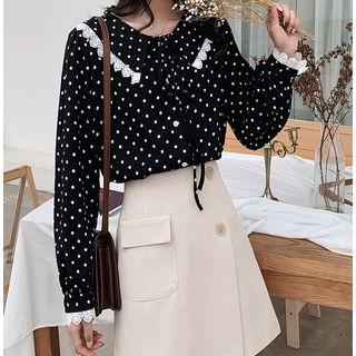 Dotted Lace Trim Shirt