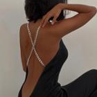Chain Strap Open-back Midi Dress