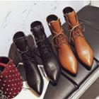 Lace-up Pointy-toe Short Boots