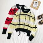 Ribbon Stitched Color Block Sweater
