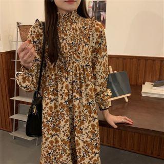 Mock-neck Floral Print Dress Floral Print - One Size