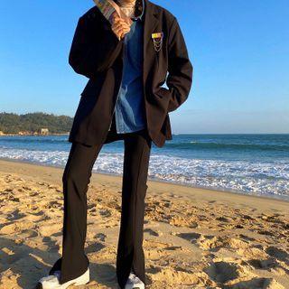 Slitted Straight-leg Dress Pants