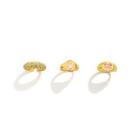Set Of 3: Glaze Ring (various Designs) 3101 - Gold - One Size