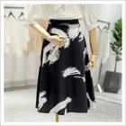 High-waist Print Midi Skirt