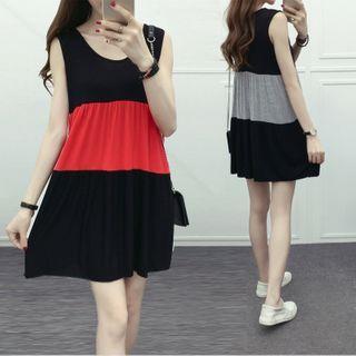 Color Block Mini A-line Tank Dress