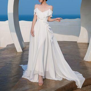 Off Shoulder Backless Maxi A-line Dress