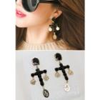 Metallic Cross Drop Earrings