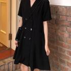 Open-placket Button Pleated Dress As Shown In Figure - One Size