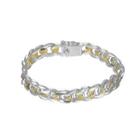 Fashion Geometric Two-tone Side Bracelet Silver - One Size