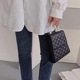 Faux-pearl Quilted Hand Bag With Chain Strap