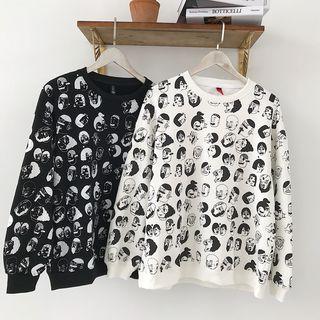 Couple Matching Face Print Sweatshirt