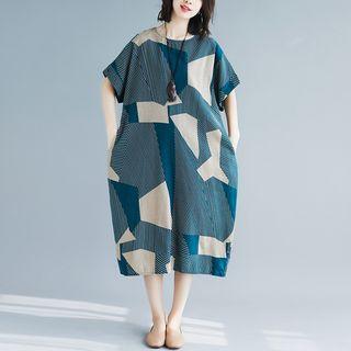Print Medium Maxi Dress Green - L
