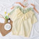 Lace-trim V-neck Halter Top