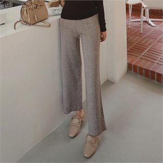 Herringbone Knit Wide-leg Pants