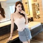 Frill Trim Shirred Camisole Top