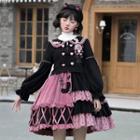 Strappy Color Block A-line Dress / Double Breasted Jacket / Set