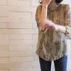 3/4-sleeve Frilled-detail Floral Print Blouse