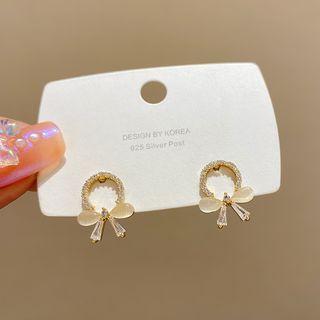 Rhinestone Bow Stud Earring 1 Pair - E4551 - Gold - One Size