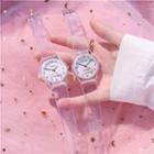 Set: Chinese Characters Transparent Strap Watch + Cherry Open Bangle