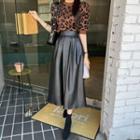 Pleated Midi Faux-leather Skirt